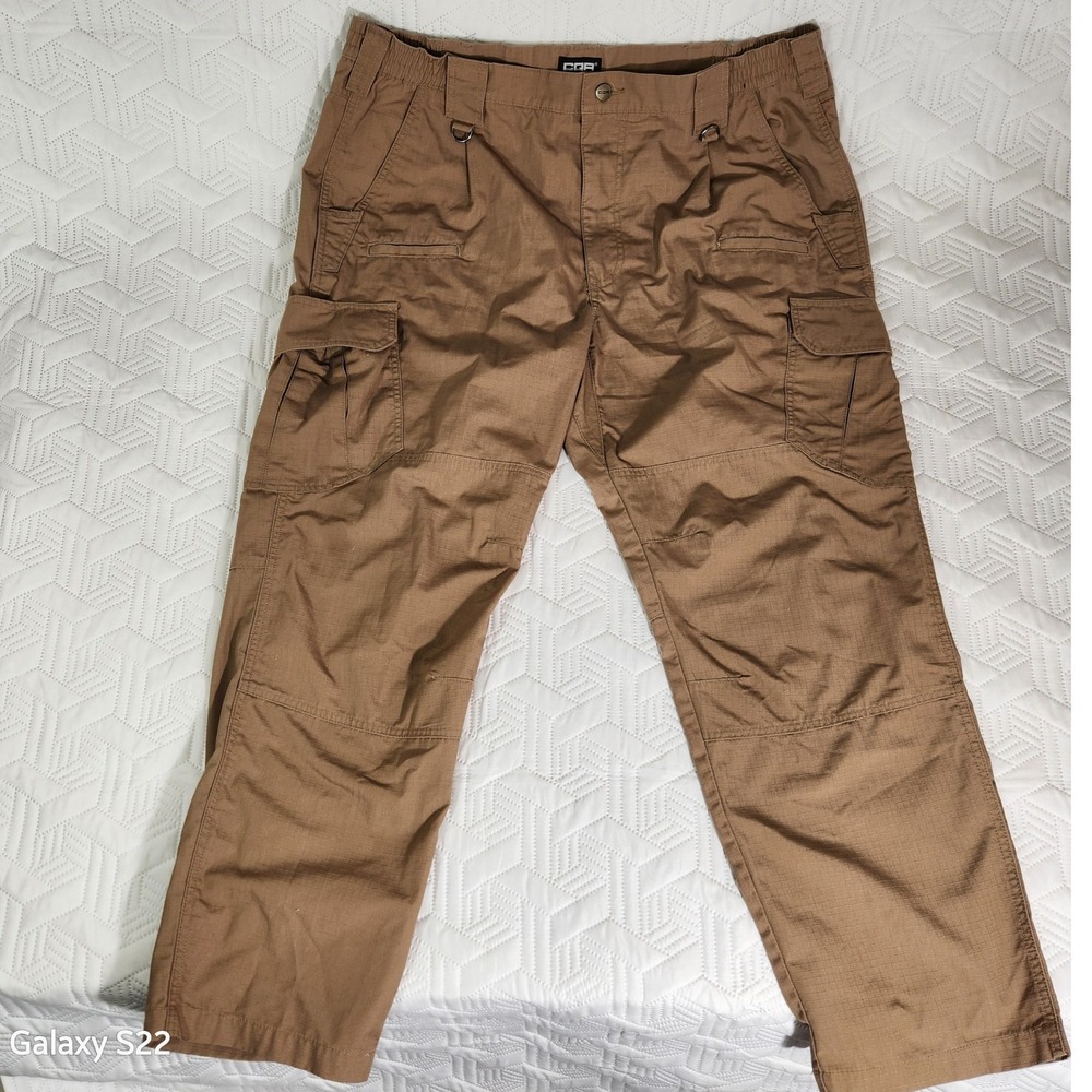 CQR Tactical Pants Mens 40x30 Brown Excellent Ripstop Cargo Work Trouser Stealth - Picture 2 of 16